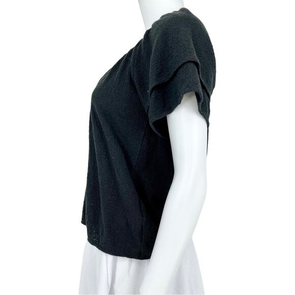MADEWELL Texture & Thread Women Size XXS Blouse Tiered Sleeve Cowl Neck Black - Picture 2 of 5